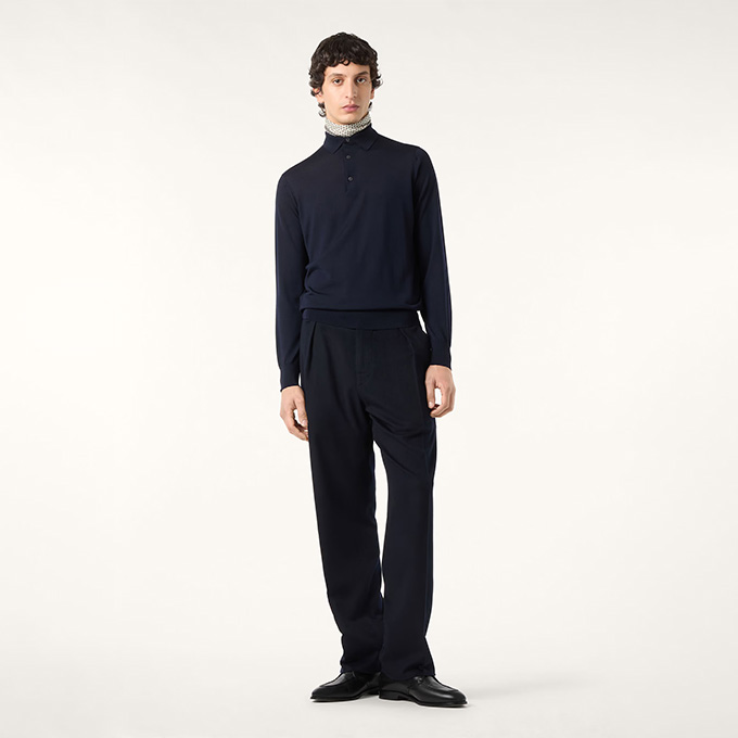 loro piana ice wish merino wool long sleeve polo shirt